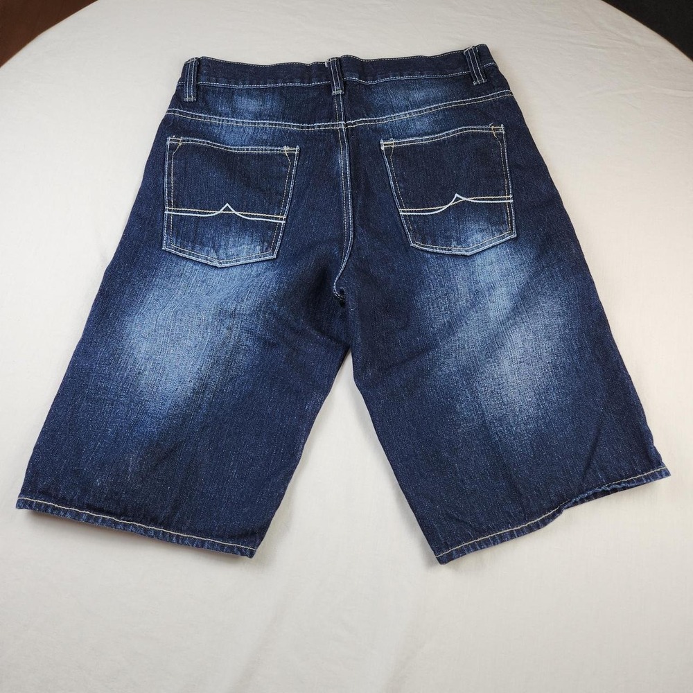 Avirex Mens Dark Blue Denim Jeans Shorts Jorts Baggy Skater Y2K Hip Hop Size 34